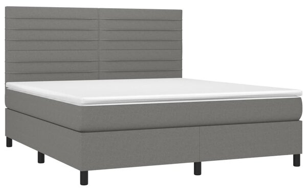 Krevet box spring s madracem LED tamnosivi 180x200 cm tkanina - Siva / 180 x 200 cm