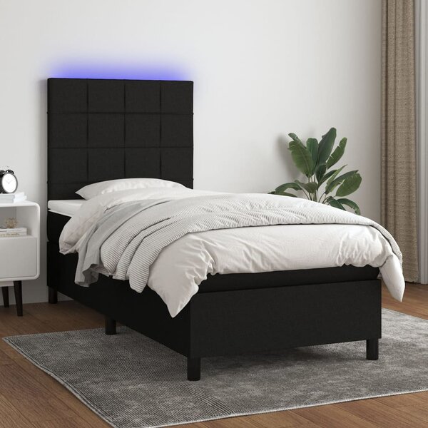 Krevet box spring s madracem LED crni 80 x 200 cm od tkanine - Crna / 80 x 200 cm