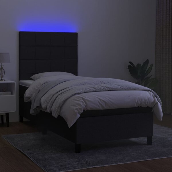 Krevet box spring s madracem LED crni 80 x 200 cm od tkanine - Crna / 80 x 200 cm
