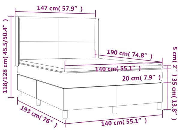 Krevet s oprugama i madracem krem 140 x 190 cm od umjetne kože - Krema / 140 x 190 cm