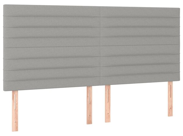 Krevet box spring s madracem LED svjetlosivi 200x200 cm tkanina - Siva / 200 x 200 cm
