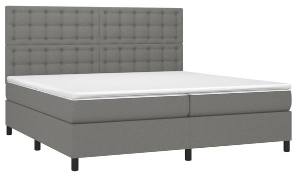 Krevet box spring s madracem LED tamnosivi 200x200 cm tkanina - Siva / 200 x 200 cm