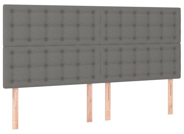 Krevet box spring s madracem LED tamnosivi 200x200 cm tkanina - Siva / 200 x 200 cm