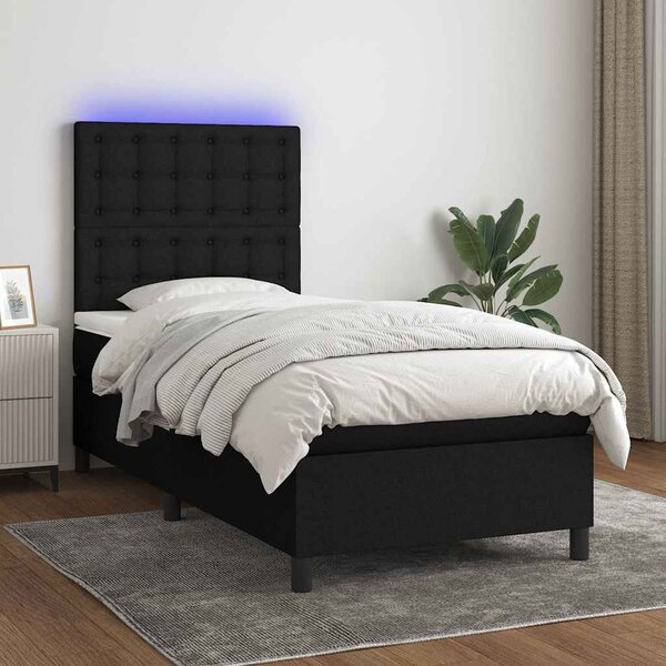 Krevet box spring s madracem LED crni 80 x 200 cm od tkanine - Crna / 80 x 200 cm