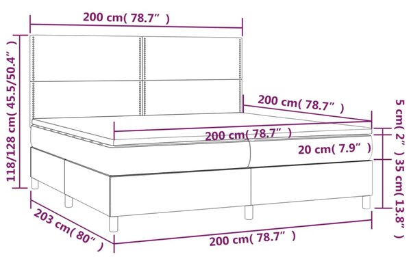 Krevet s oprugama i madracem crni 200x200 cm od umjetne kože - Crna / 200 x 200 cm