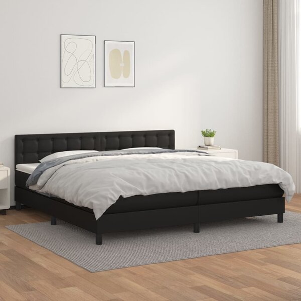 Krevet s oprugama i madracem crni 200x200 cm od umjetne kože - Crna / 200 x 200 cm