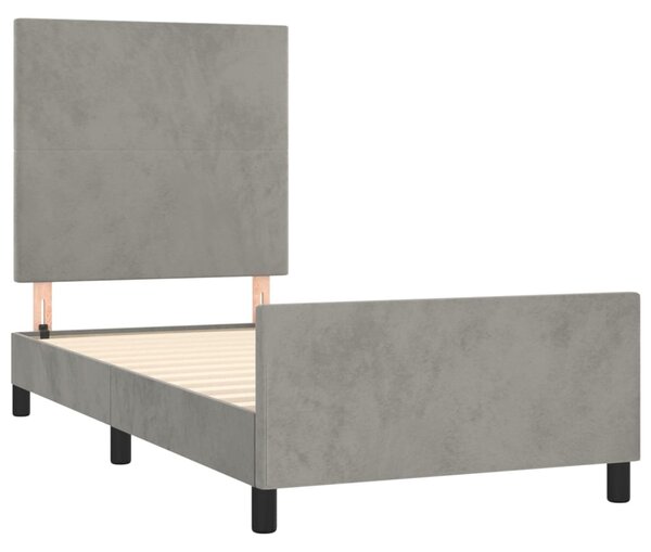 Okvir kreveta bez madraca svjetlosivi 90x200 cm baršunasti - Siva / 90 x 200 cm
