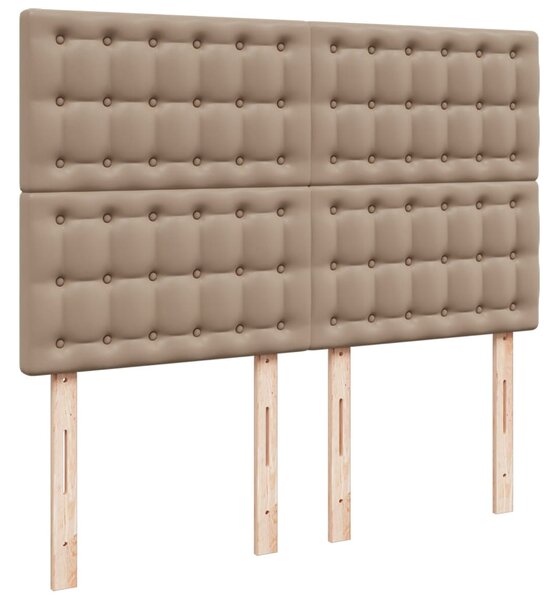 Krevet s oprugama i madrac cappuccino 140x190cm od umjetne kože - Smeđa / 140 x 190 cm