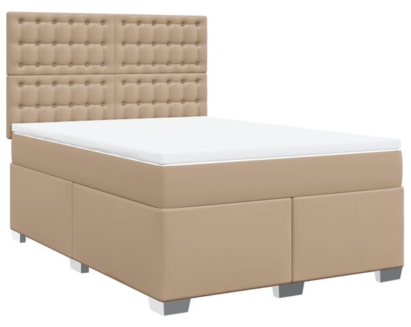Krevet s oprugama i madrac cappuccino 140x190cm od umjetne kože - Smeđa / 140 x 190 cm