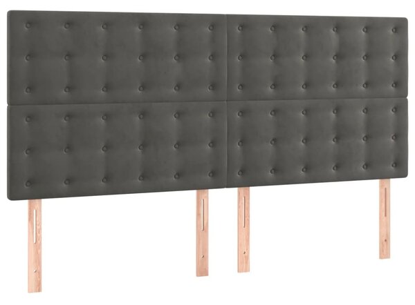 Krevet s oprugama i madracem tamnosivi 200x200 cm baršunasti - Siva / 200 x 200 cm