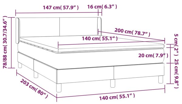 Krevet s oprugama i madracem krem 140x200 cm od umjetne kože - Krema / 140 x 200 cm