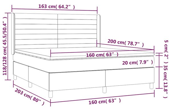 Krevet s oprugama i madracem tamnoplavi 160x200 cm baršunasti - Plava / 160 x 200 cm