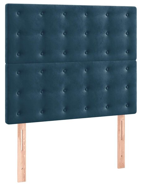 Box spring krevet s madracem tamnoplavi 100x200 cm baršunasti - Plava / 100 x 200 cm