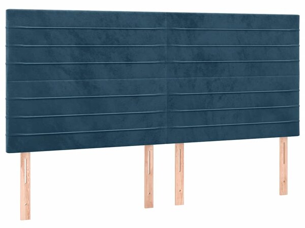 Krevet s oprugama i madracem tamnoplavi 160x200 cm baršunasti - Plava / 160 x 200 cm