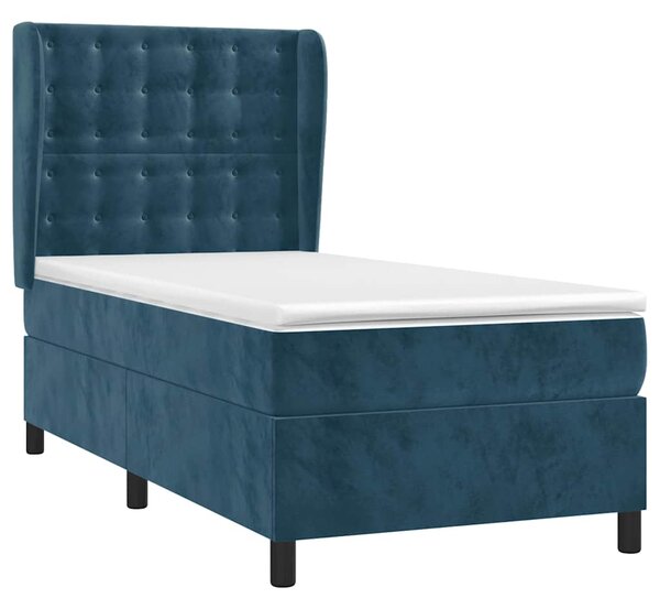 Box spring krevet s madracem tamnoplavi 100x200 cm baršunasti - Plava / 100 x 200 cm