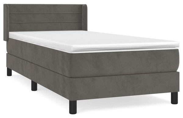 Box spring krevet s madracem tamnosivi 90x190 cm baršunasti - Siva / 90 x 190 cm