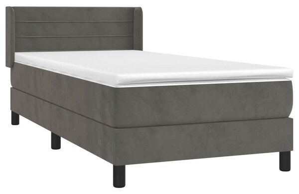 Box spring krevet s madracem tamnosivi 90x190 cm baršunasti - Siva / 90 x 190 cm