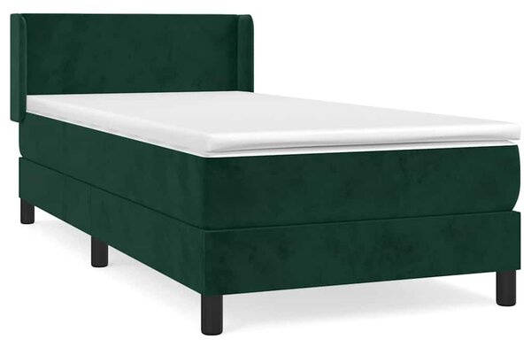 Box spring krevet s madracem tamnozeleni 90x200 cm baršunasti - Zelena / 90 x 200 cm