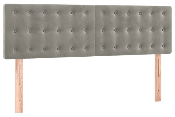 Krevet s oprugama i madracem svjetlosivi 140x200 cm baršunasti - Siva / 140 x 200 cm