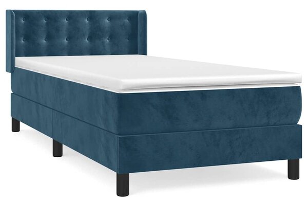 Box spring krevet s madracem tamnoplavi 90x190 cm baršunasti - Plava / 90 x 190 cm