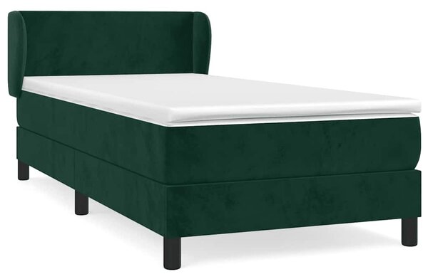 Box spring krevet s madracem tamnozeleni 90x200 cm baršunasti - Zelena / 90 x 200 cm