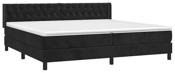 Krevet s oprugama i madracem crni 200x200 cm baršunasti - Crna / 200 x 200 cm