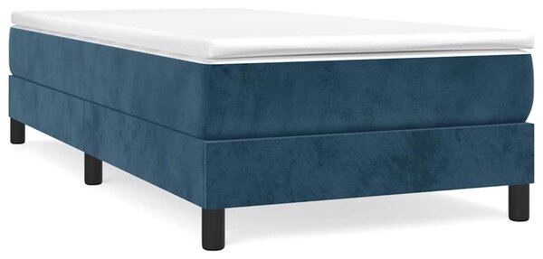 Box spring krevet s madracem tamnoplavi 90x190 cm baršunasti - Plava / 90 x 190 cm