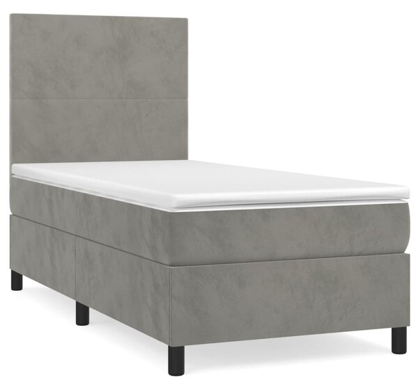 Box spring krevet s madracem svjetlosivi 80 x 200 cm baršunasti - Siva / 80 x 200 cm