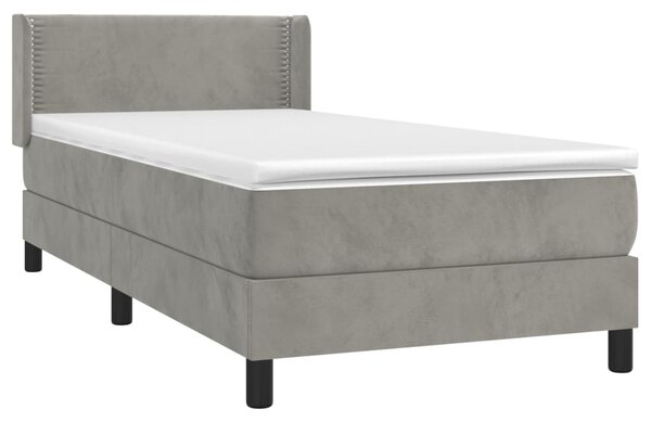 Box spring krevet s madracem svjetlosivi 80 x 200 cm baršunasti - Siva / 80 x 200 cm