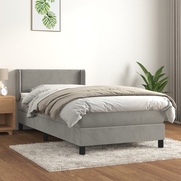 Box spring krevet s madracem svjetlosivi 80 x 200 cm baršunasti - Siva / 80 x 200 cm
