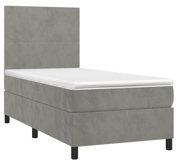 Box spring krevet s madracem svjetlosivi 80 x 200 cm baršunasti - Siva / 80 x 200 cm