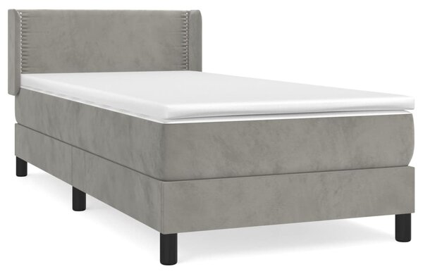 Box spring krevet s madracem svjetlosivi 80 x 200 cm baršunasti - Siva / 80 x 200 cm