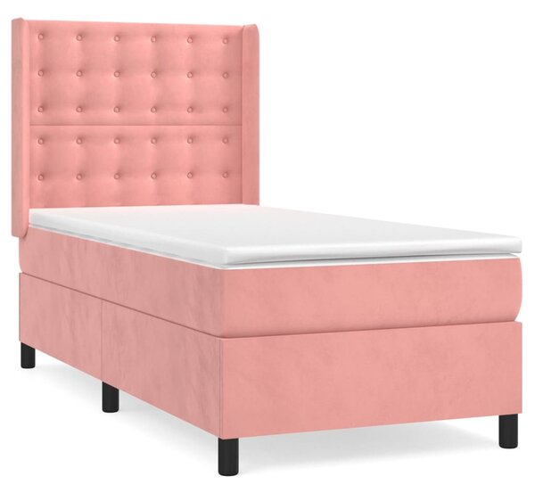 Box spring krevet s madracem ružičasti 100x200 cm baršunasti - Ružičasti / 100 x 200 cm
