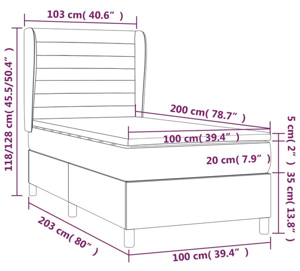 Box spring krevet s madracem ružičasti 100x200 cm baršunasti - Ružičasti / 100 x 200 cm