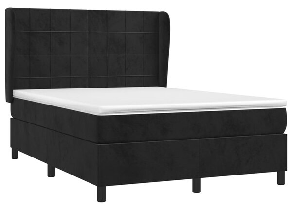 Krevet s oprugama i madracem crni 140x200 cm baršunasti - Crna / 140 x 200 cm