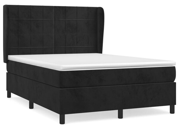 Krevet s oprugama i madracem crni 140x200 cm baršunasti - Crna / 140 x 200 cm