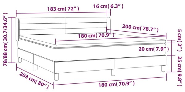 Krevet s oprugama i madracem krem 180x200 cm od tkanine - Krema / 180 x 200 cm