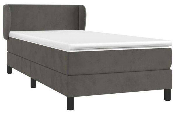 Box spring krevet s madracem tamnosivi 90x200 cm baršunasti - Siva / 90 x 200 cm