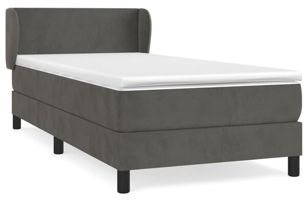 Box spring krevet s madracem tamnosivi 90x200 cm baršunasti - Siva / 90 x 200 cm
