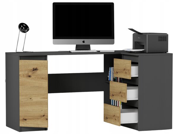 Kutni PC stol Nyper (antracit + artisan)