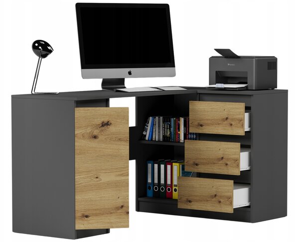 Kutni PC stol Nyper (antracit + artisan)