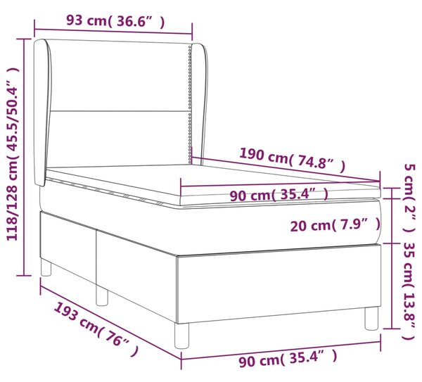Krevet s oprugama i madracem krem 90 x 190 cm od tkanine - Krema / 90 x 190 cm