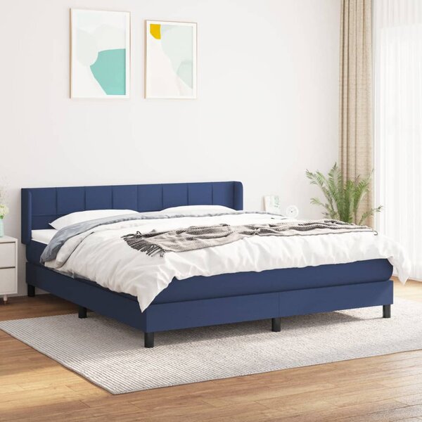 Krevet s oprugama i madracem plavi 160x200 cm od tkanine - Plava / 160 x 200 cm