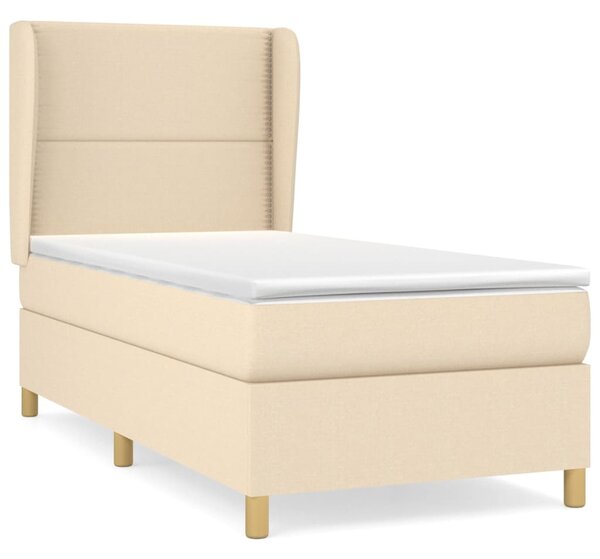 Krevet s oprugama i madracem krem 90 x 190 cm od tkanine - Krema / 90 x 190 cm