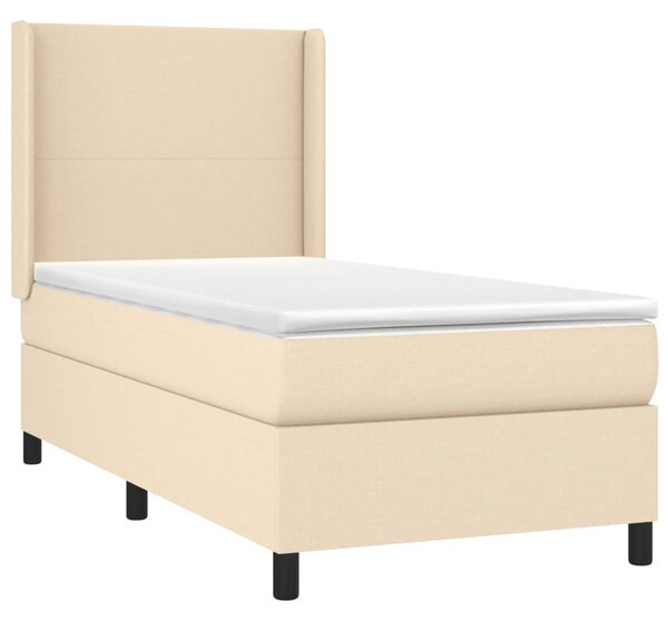 Krevet s oprugama i madracem krem 90 x 190 cm od tkanine - Krema / 90 x 190 cm