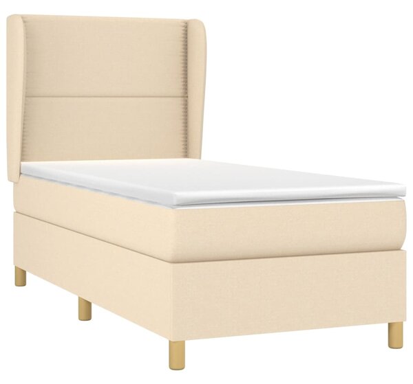 Krevet s oprugama i madracem krem 90 x 190 cm od tkanine - Krema / 90 x 190 cm