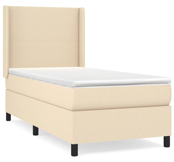 Krevet s oprugama i madracem krem 90 x 190 cm od tkanine - Krema / 90 x 190 cm
