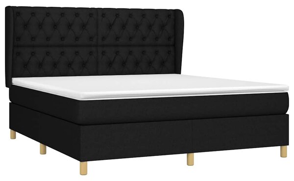 Krevet s oprugama i madracem crni 160x200 cm od tkanine - Crna / 160 x 200 cm