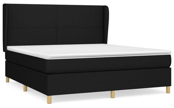 Krevet s oprugama i madracem crni 160x200 cm od tkanine - Crna / 160 x 200 cm