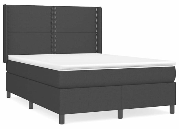 Krevet s oprugama i madracem crni 140x200 cm od tkanine - Crna / 140 x 200 cm